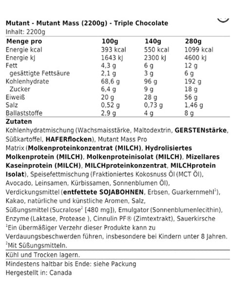 Mutant Mass Gainer - 2,2kg
